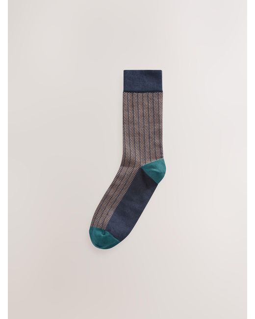 Next Blue Pattern Smart Socks 5 Pack for men