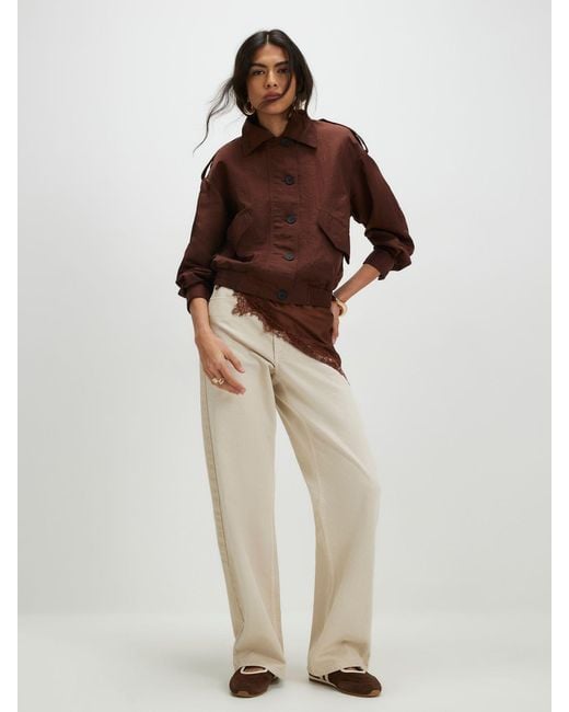 River Island Brown Nylon Button Front Jacket