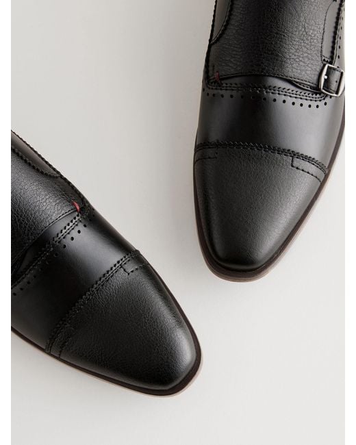 Next Black Double Monk Toe Cap Shoes for men