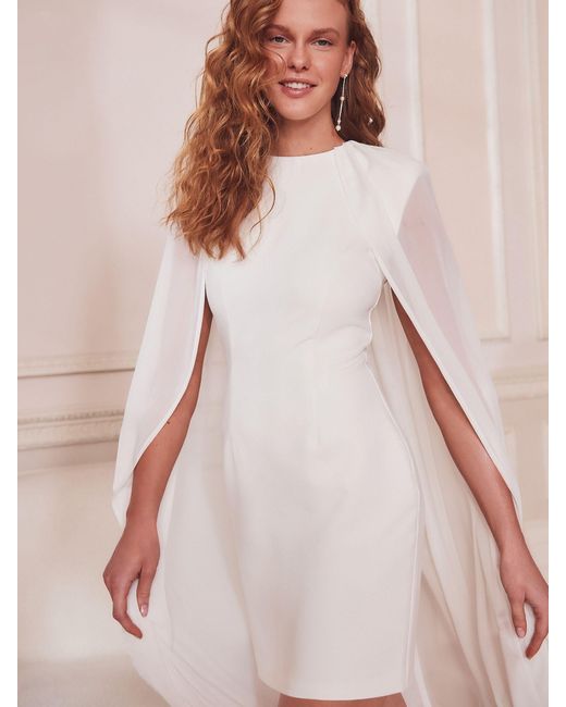 Club L London Pink Elysium Bodycon Mini Bridal Dress With Chiffon Cape