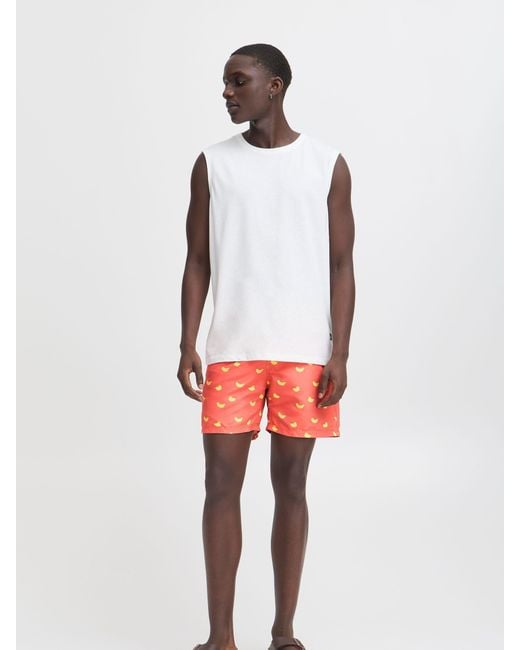 Blend Orange Soft Banana Print Swim Shorts for men