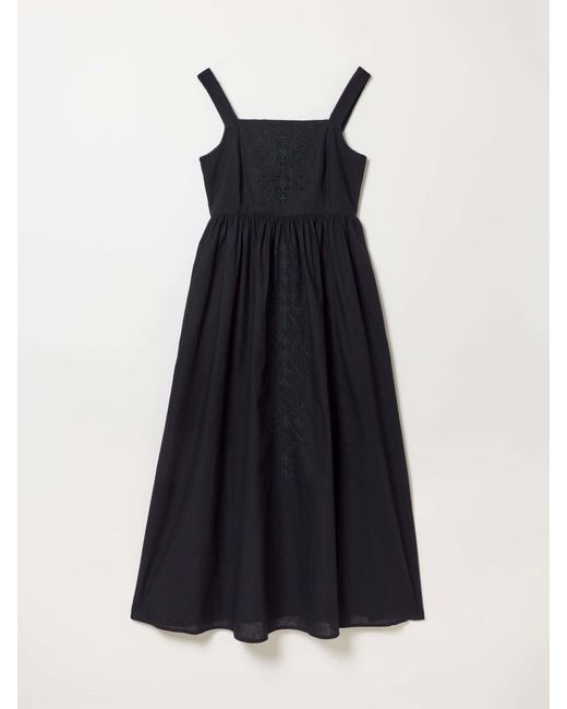 FatFace Black Fatface Regular Gili Embroidered Midi Dress