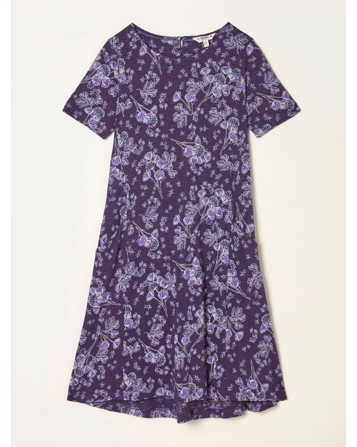 FatFace Purple Fatface Simone Petite Jersey Mini Dress