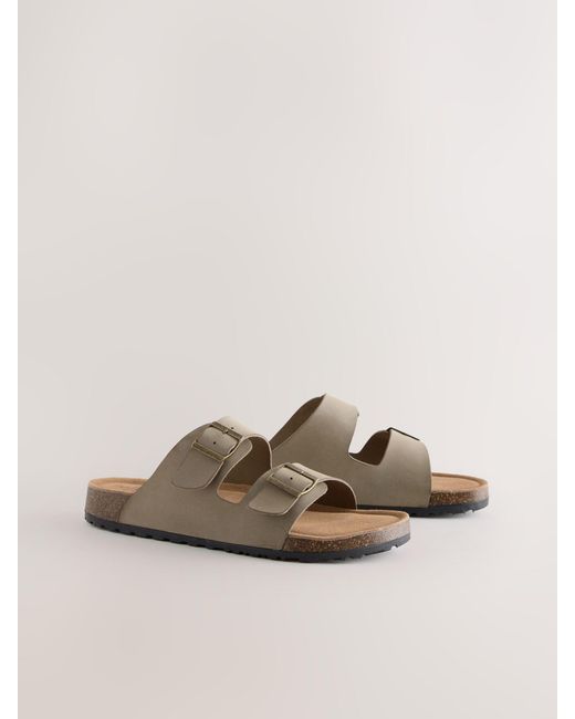 Next Natural Leather Two Buckle Sandals for men
