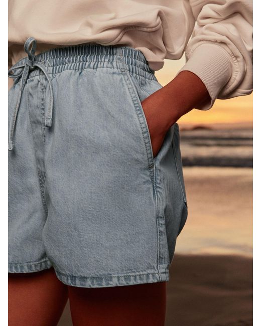 Next Blue Drawstring Mini Shorts