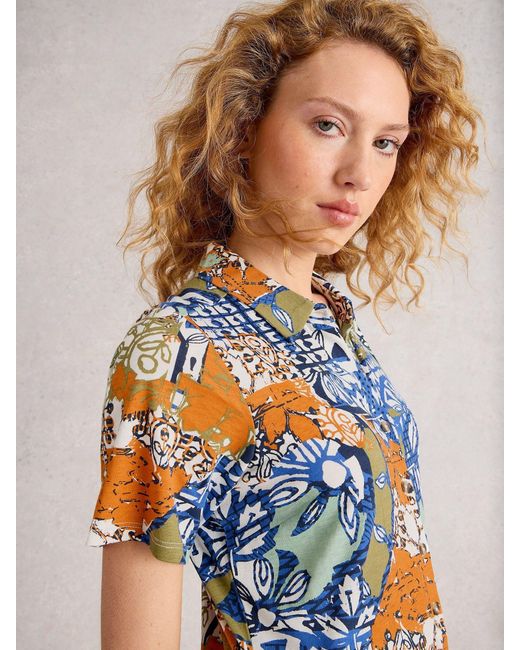 White Stuff Blue Rua Jersey Shirt Dress