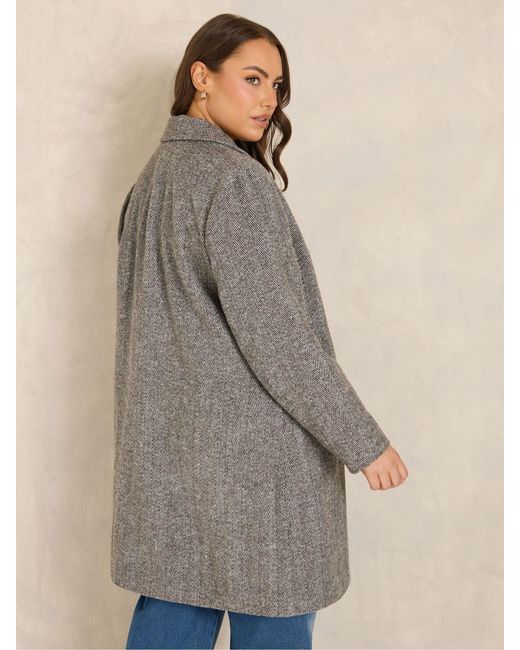 Evans Gray Herringbone Collared Jacket