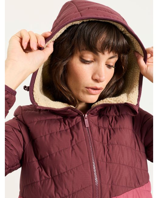FatFace Red Erica Colourblock Puffer Jacket