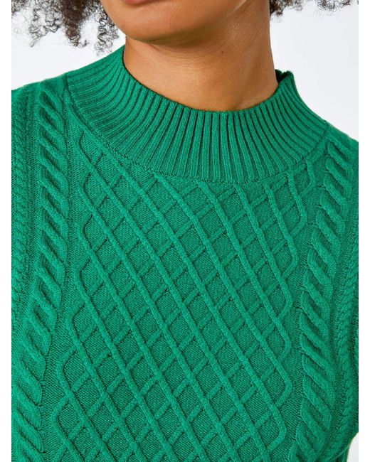 Roman Green Cable Knit Midi Jumper Dress