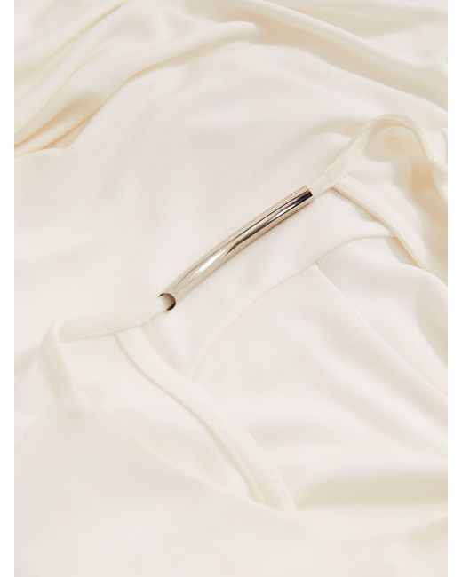 Reiss White Milena Jersey Draped Bodycon Maxi Dress