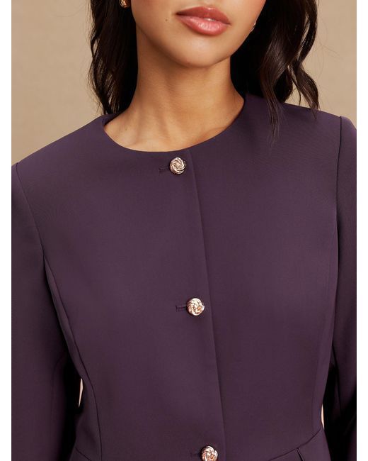 Next Purple Collarless Blazer