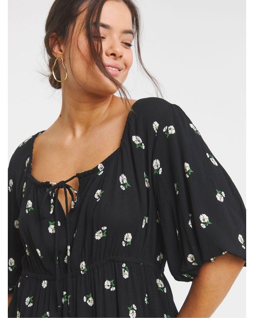 Simply Be Black Crinkle Goddess Midi Dress