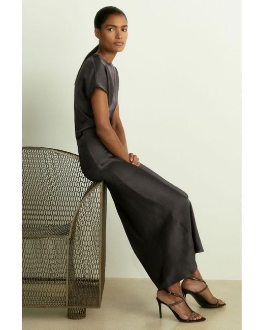 Reiss Multicolor Satin Short-Sleeve Midi Dress