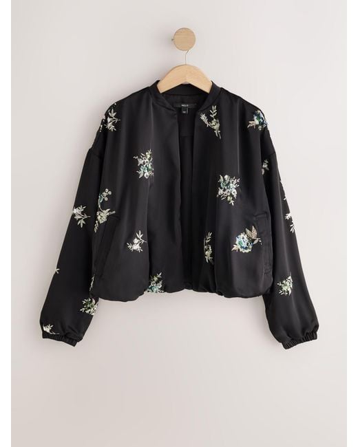 Next Black Satin Bomber Jacket Cover-Up