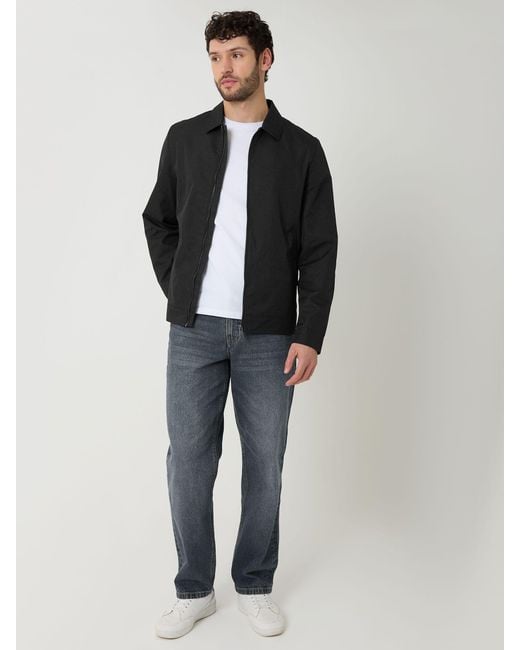 Threadbare Black Showerproof Lightweight Collared Zip Through Jacket for men