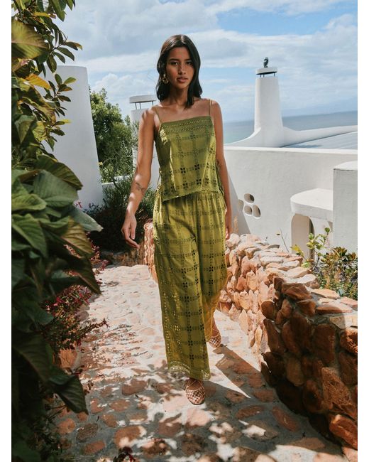 Next Green Broderie Square Cami Top