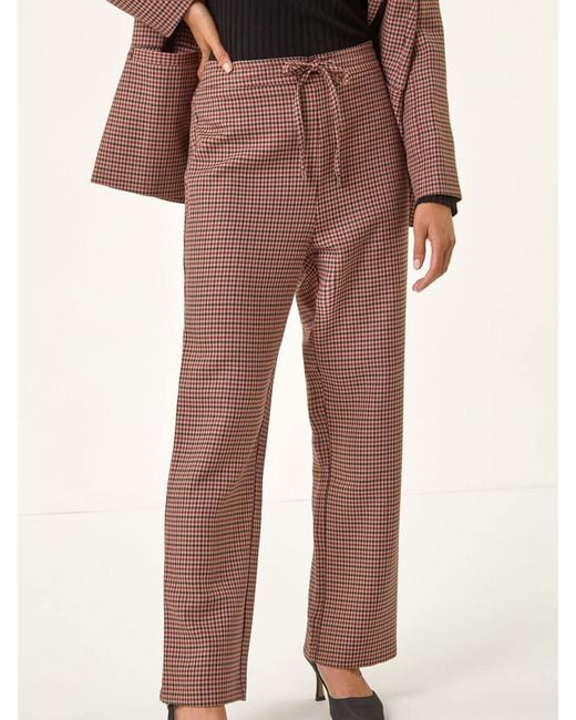 Roman Natural Petite Houndstooth Trousers