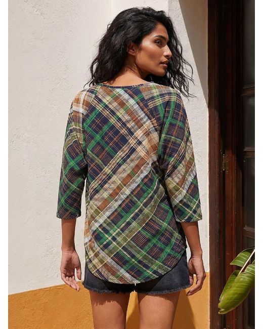 Roman Green Patchwork Round Hem Top