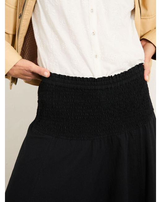 FatFace Black Fatface Harper 100% Cotton Pleated Maxi Skirt