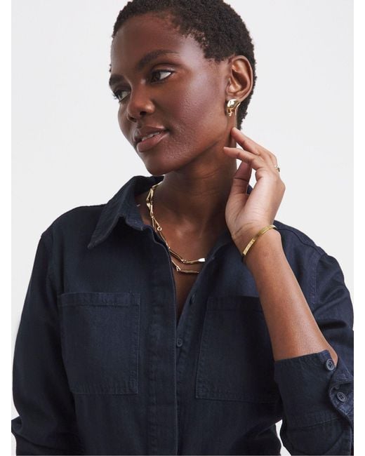 JD Williams Blue Cotton Rich A Line Denim Shirt Maxi Dress