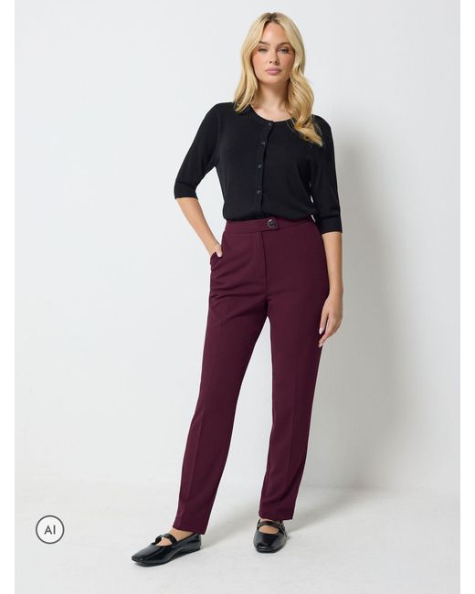 M Com Purple Smart Tapered Trousers