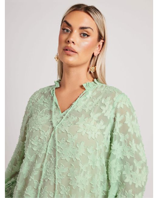 Yours Curve Green London Burn Out Pie Crust Blouses54