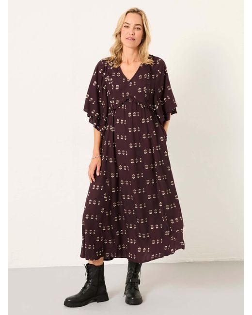 FatFace Purple Fatface Kim Metallic Midi Dress