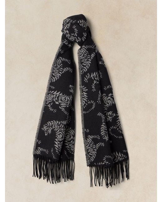 White Stuff Black Midweight Pattern Scarf