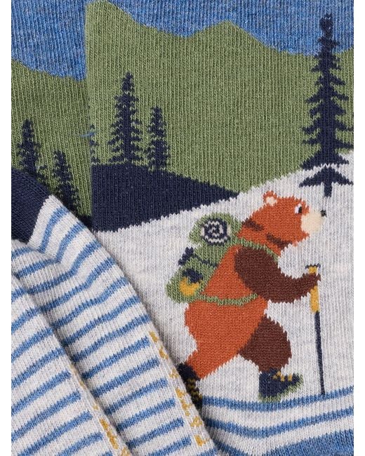 FatFace Blue Fatface Hiking Bear Socks for men