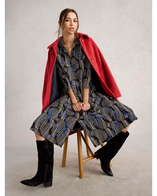 White Stuff Black Rua Jersey Shirt Dress