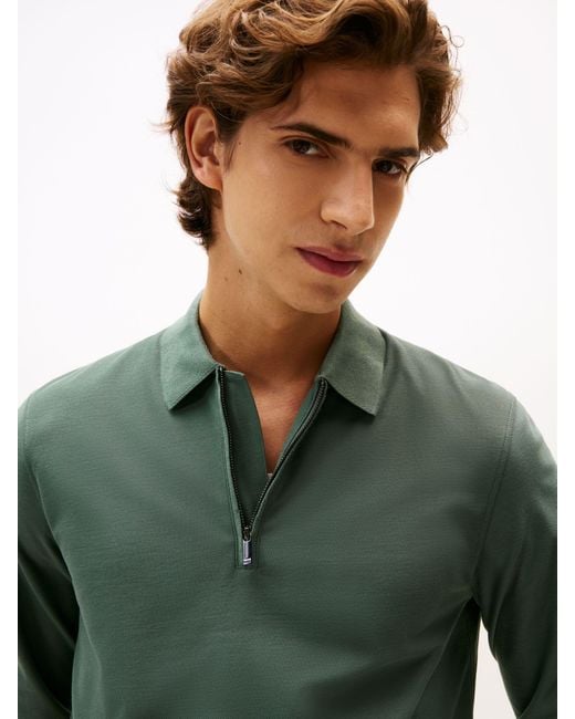 Tommy Hilfiger Green Regular Fit Long Sleeve Polo Shirt for men