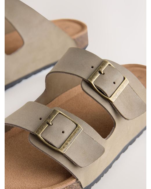 Next Natural Leather Two Buckle Sandals for men