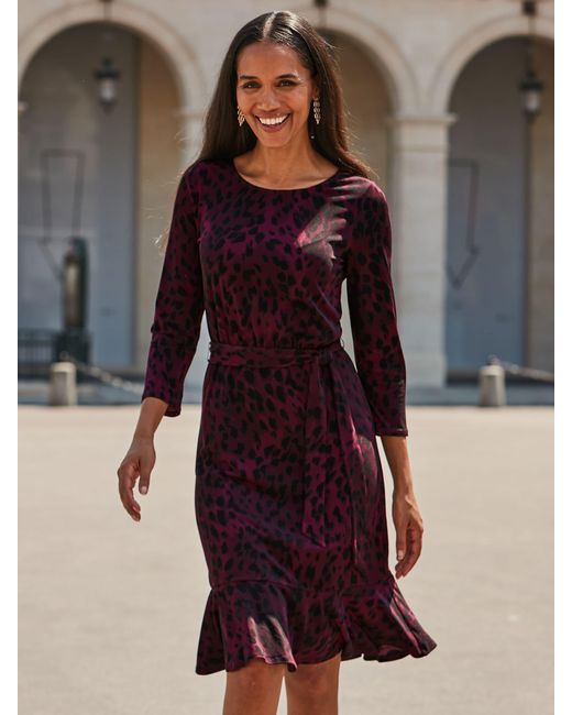 Sosandar Red Baroque Print Fit & Flare Dress