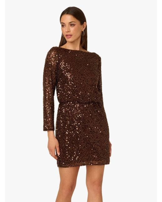 Adrianna Papell Brown By Mini Sequin Dress