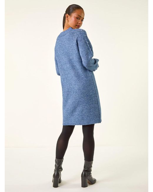 Roman Women's Blue Petite Faux Pearl Knit Dress - magambanetwork.com Roman Women's Blue Petite Faux Pearl Knit Dress - magambanetwork.com