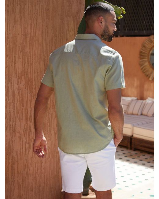 Threadbare Kurzärmeliges Hemd Aus Leinengemischklein in Brown für Herren