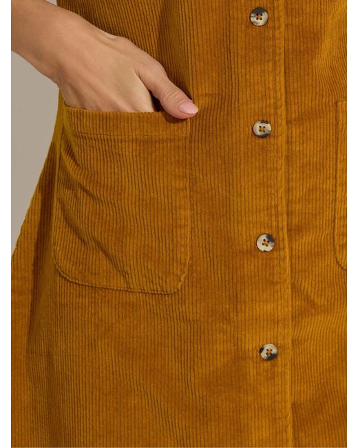 M Com Brown Cord Button Through Pinafore