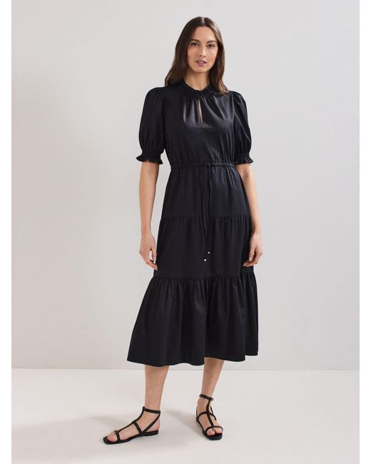Phase Eight Black Jen 100% Cotton Midi Dress