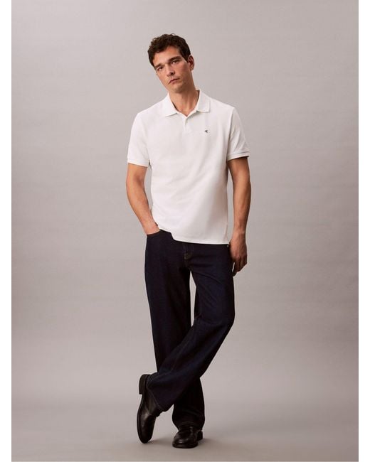 Calvin Klein White Cotton Pique Classic Polo Shirt for men