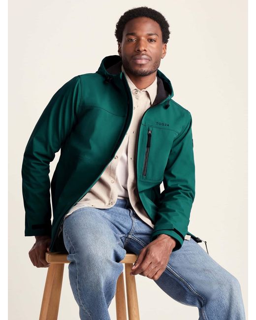 TOG24 Green Tog 24 Andro Hooded Waterproof Softshell Jacket for men