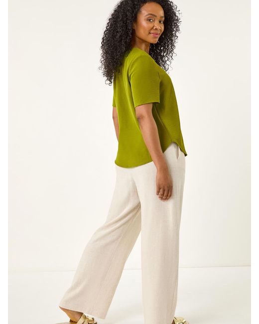 Roman Green Button Through Blouse