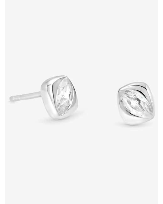 Simply Silver Metallic 925 Polished And Cubic Zirconia Stud Earrings