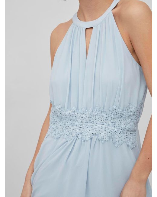 Vila White Halterneck Flower Girl Lace Detail Occasion Maxi Dress