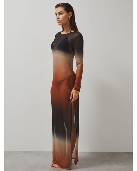 Reiss Multicolor Sienna Mclaren F1 Team Ombré Mesh Maxi Dress