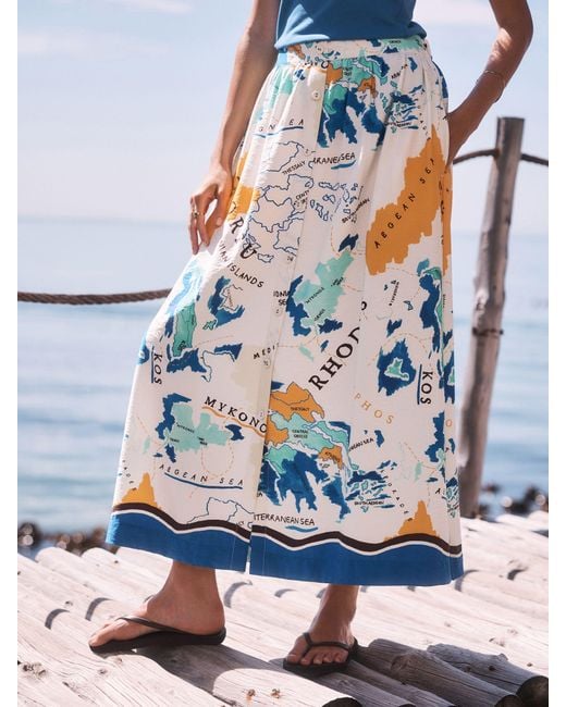 Next Blue Button Front Maxi Skirt
