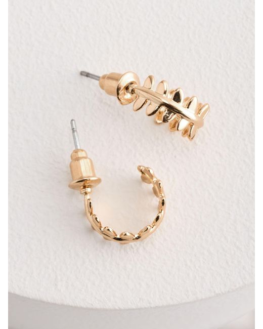Next White Mini Leaf Hoop Earrings