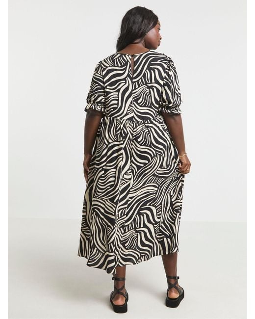 Simply Be Black Printed Pocket Midi Dress