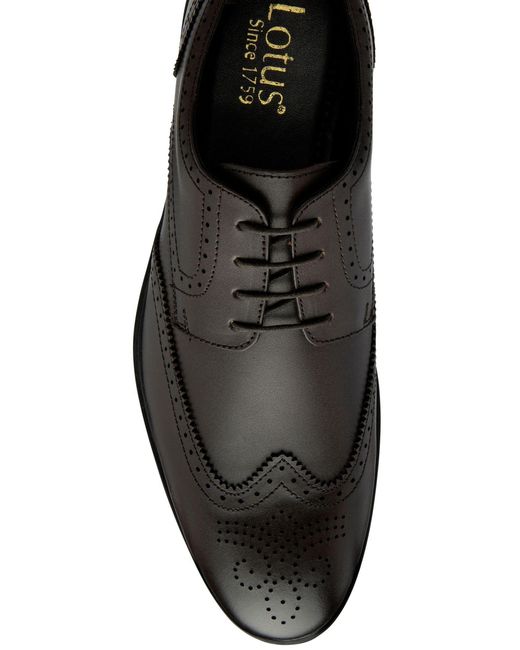 Lotus Black Leather Lace-Up Brogues for men