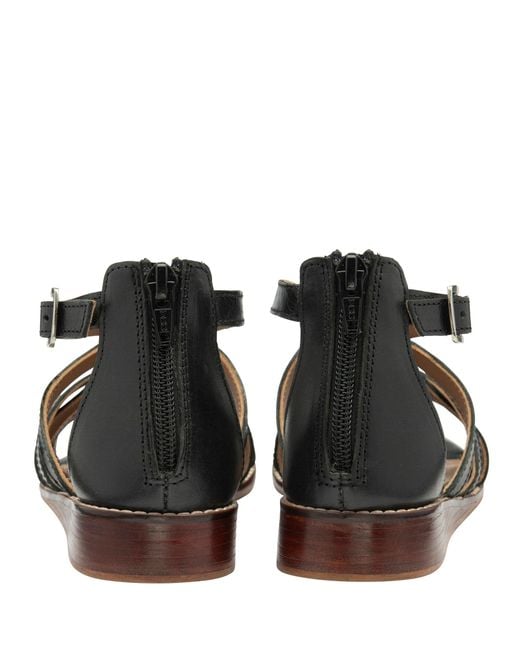 Ravel Black Leather Open Toe Cross Strap Sandals
