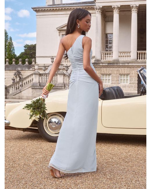 Lipsy Embellished One Shoulder Wedding Bridesmaid Maxi Dress in Natural